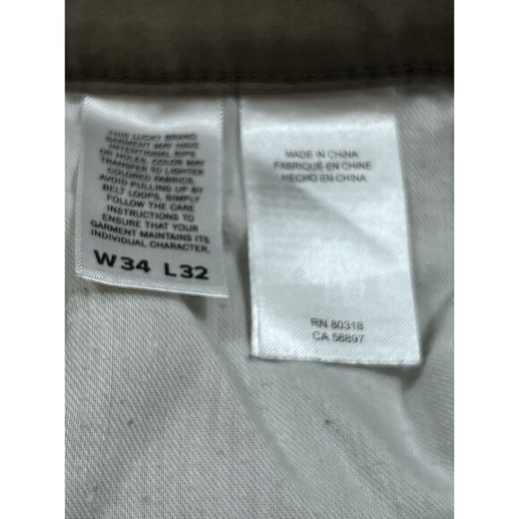 Lucky Brand 121 Slim Straight Men's Pants Brown Casual Chinos Size 34/32 - Picture 10 of 12